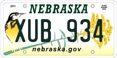 NE license plate XUB934