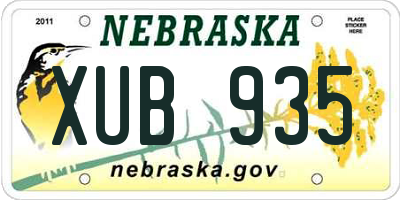 NE license plate XUB935