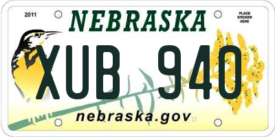 NE license plate XUB940