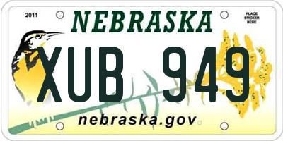 NE license plate XUB949