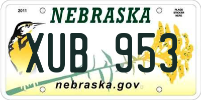 NE license plate XUB953