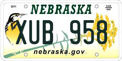 NE license plate XUB958