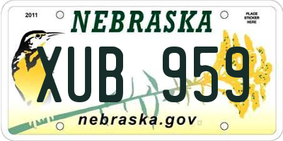 NE license plate XUB959