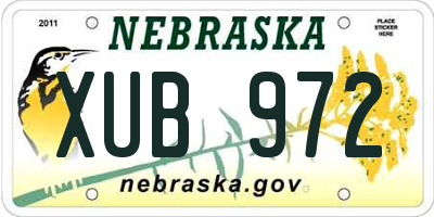 NE license plate XUB972