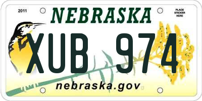 NE license plate XUB974