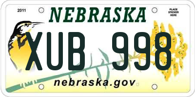 NE license plate XUB998