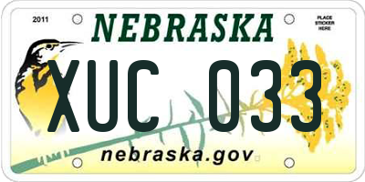 NE license plate XUC033