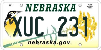 NE license plate XUC231