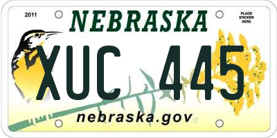 NE license plate XUC445