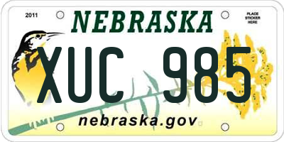 NE license plate XUC985
