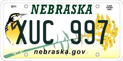 NE license plate XUC997