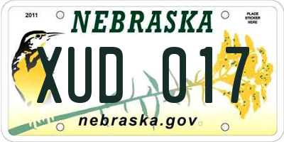 NE license plate XUD017