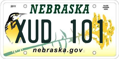 NE license plate XUD101
