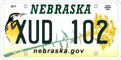 NE license plate XUD102