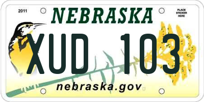 NE license plate XUD103