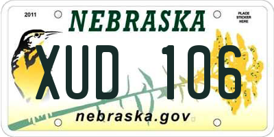 NE license plate XUD106