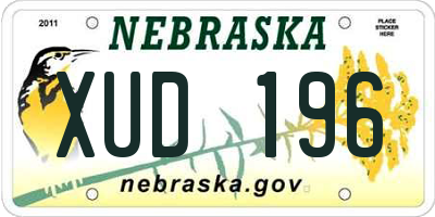 NE license plate XUD196