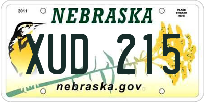 NE license plate XUD215