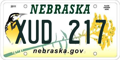 NE license plate XUD217