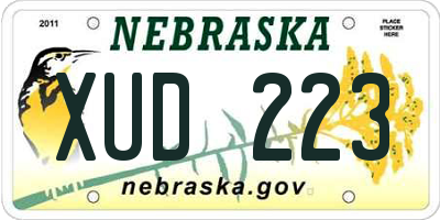NE license plate XUD223