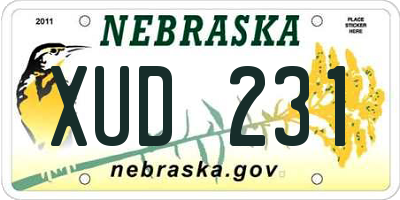 NE license plate XUD231
