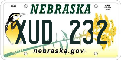 NE license plate XUD232