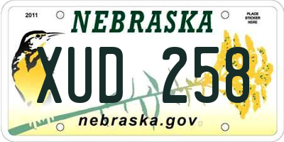 NE license plate XUD258