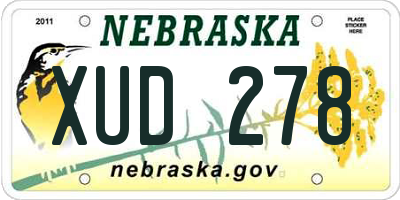NE license plate XUD278