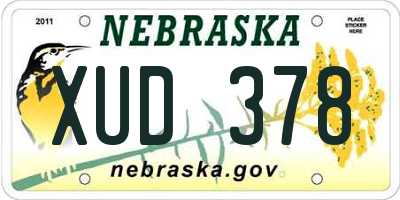 NE license plate XUD378
