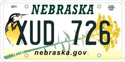 NE license plate XUD726