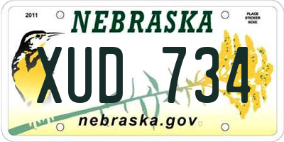 NE license plate XUD734