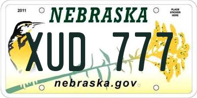 NE license plate XUD777