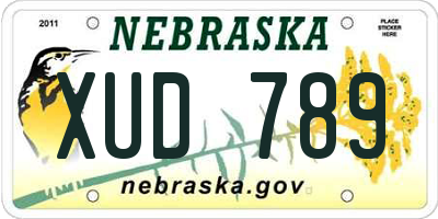NE license plate XUD789