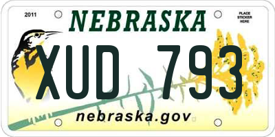 NE license plate XUD793