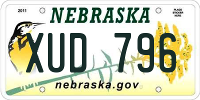 NE license plate XUD796