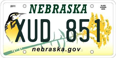 NE license plate XUD851