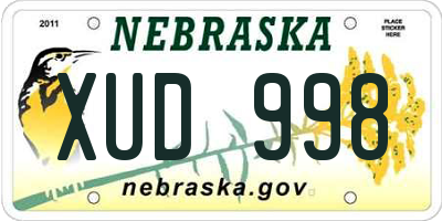 NE license plate XUD998