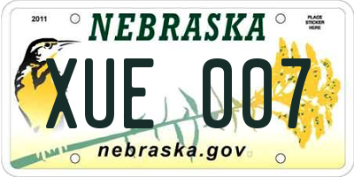 NE license plate XUE007