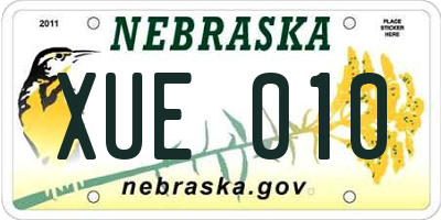 NE license plate XUE010