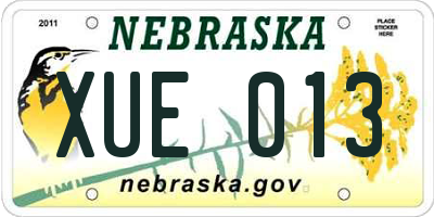 NE license plate XUE013