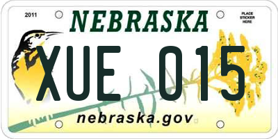 NE license plate XUE015