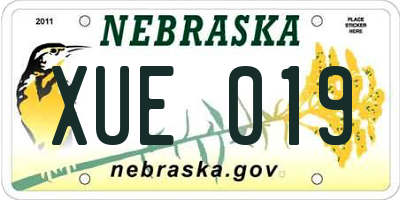 NE license plate XUE019