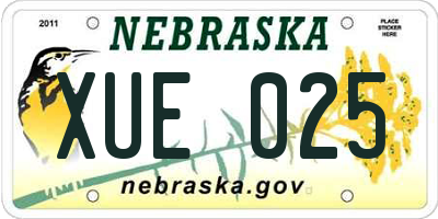 NE license plate XUE025