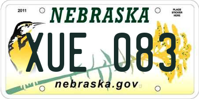 NE license plate XUE083