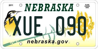 NE license plate XUE090
