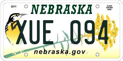 NE license plate XUE094