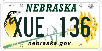 NE license plate XUE136
