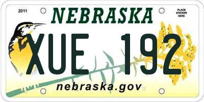 NE license plate XUE192
