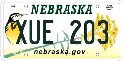 NE license plate XUE203