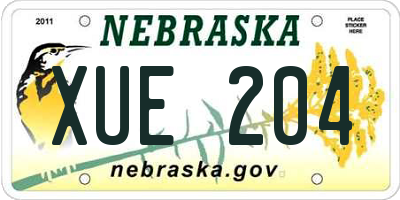 NE license plate XUE204